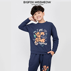 Bộ thu đông cho bé trai Bigfox Miss Meow chất nỉ dài tay thể thao style