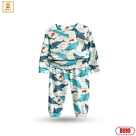 Bộ quần áo cho bé trai, bé gái BABIBOO quần áo dài tay thu đông vải cotton co dãn - BB90