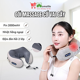 Gối Massage Cổ Vai Gáy Chữ U Đa Chức Năng - Máy Mát Xa Hồng Ngoại Hỗ Trợ Giảm Đau Mỏi Vùng Vai Gáy