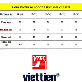 Áo sơ mi học sinh nam cấp 2 - 3 Viettien