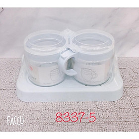 Mua Bộ 2 hũ đựng gia vị thủy tinh Kinglxs cao cấp có khay ( giao ngẫu nhiên )