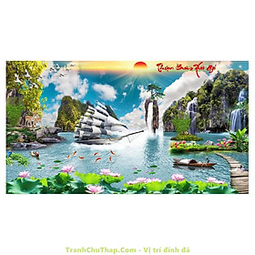 tranh đính đá Thuận buồm xuôi gió 120x65cm - chưa đính