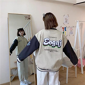 Áo khoác form rộng unisex áo khoát bomber chất vải da lộn hai lớp cao cấp thêu chữ ENJOY