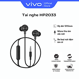 Tai Nghe có dây vivo HP2033 Đầu Cắm 3.5mm Âm Thanh Analog Sống Động - Màu Đen/Trắng - Hàng Chính Hãng