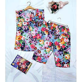Đồ Bộ Mặc Nhà, Đồ Bộ Nữ Lụa Satin Quần Lửng Tay Cánh Tiên Cao Cấp, Màu 6