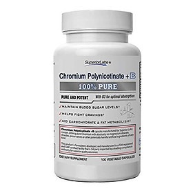 Pure Chromium Polynicotinate Supplement - Made In USA - 200mcg + Vitamin B3 for Optimal Absorption, Veggie Cap, 14 week Supply, 100% Money Back Guarantee
