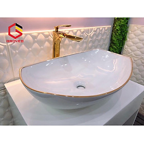 Mua Bộ combo chậu thuyền vòi đồng tay lá mạ siêu đẹp  men sáng  vòi nóng lạnh đẹp sang trọng lịch sự