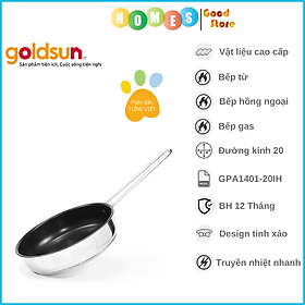 Mua Chảo Inox Đáy Từ 3 Lớp GOLDSUN GPA1401-20IH  Đường Kính Đáy 20 Cm  Công Nghệ Chống Dính Mỹ  Không Kén Bếp - Hàng Chính Hãng