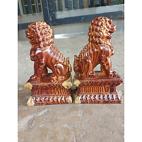 Mua Cặp kỳ lân ( kì lân) phong thuỷ gỗ trắc dây nguyên khối cao 20 cm