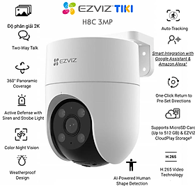 Camera IP Wi-Fi EZVIZ Quay Quét Ngoài Trời H8c 3MP 2K - Hàng Chính Hãng