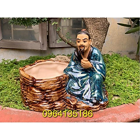 Mua Tượng ông thần trà bên chậu trồng cây gốm sứ Bát Tràng