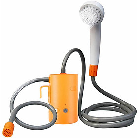 Tắm ngoài trời di động, 2 chế độ pin có thể tháo rời 4400 mah với máy bơm vòi hoa sen đèn LED để cắm trại, du lịch, hoa động vật bãi biển (màu cam)