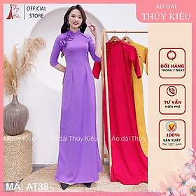 Mua Áo Dài Nữ Thiết Kế Đẹp Đính Hoa Thủ Công Tím Cà May Sẵn Cách Tân At38  Mềm Mại, Co Giãn, Áo Dài Giá Rẻ - Lẻ Quần Trắng - 2Xl