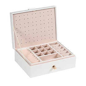 Jewelry Box, Leather Double Layer Travel Storage Case Organizer