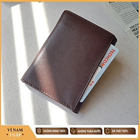 Ví nam da bò thật Chakovet CKV3GA, Kiểu bóp nam 3 gấp màu Nâu đen màu bò, Bóp nam da bò bền đẹp sang trọng thời trang, Có nhiều ngăn đựng tiền thẻ giấy tờ xe