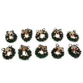 10pcs 1/12 Christmas Wreath for Doll House Rooms or Fairy Garden Life Scenes Decoration, Micro Landscape Ornaments