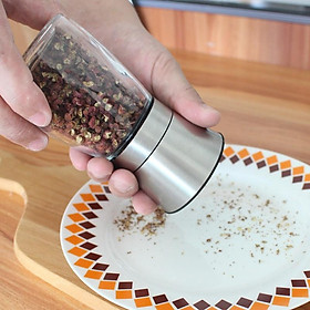 Mua Máy Xay Tiêu Cầm Tay Thủy Tinh - Cối Xay Tiêu Nắp Inox Vặn Tay Nhỏ Gọn Tiện Dụng
