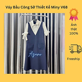 Váy Bầu Công  Sở Thiết Kế Miny V68 Chất Liệu Chéo Nhật Phối Thô Nến Mặc Mùa Hè Thu