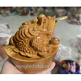 Mua Cóc thiềm thừ trấn Hũ vàng bằng gỗ bách xanh thơm nức kt 15×13×11cm