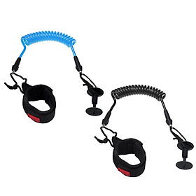 2 Pack Coiled Premium Body Board Wrist Leash / Leg Rope with Plug - 5ft and 5.5mm, Black and Blue