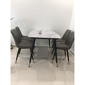 Mua Bộ bàn ăn 4 ghế bàn mặt đá  ghế nệm chân bọc đồng cao cấp ( Nội Thất Juno Sofa )