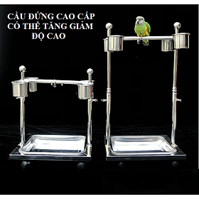 1 cầu đứng inox cao cấp tăng giảm dùng cho chim, vẹt đứng ,thanh ngang mài móng rất tiện lợi