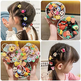 Set 20 Dây Cột Tóc Co Giãn Nhiều Màu Thiết Kế Theo Phong Cách Hàn Quốc