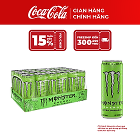[SALE 11.11] Lốc 24 Lon Monster Energy Ultra Paradise 355ml – Nước Tăng Lực Giải Khát, Bùng Năng Lượng, Coca-Cola Official Store