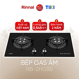 Bếp gas âm Rinnai RVB-2HG(B) mặt bếp kính kiềng bếp gang - Hàng chính hãng.