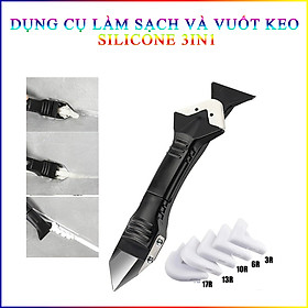 Dụng Cụ Làm Sạch Và Vuốt Keo Silicone Đa Năng 3 Trong 1 Đầu Kim Loại