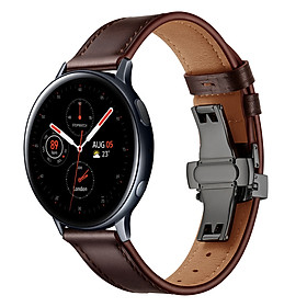 Dây Da Khóa Bướm Đen Chống Gãy Size 20mm Cho Galaxy Watch Active 1 / Galaxy Watch 42 / Galaxy Watch Active 2