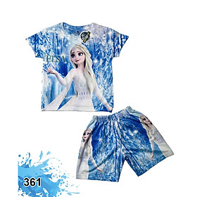 Đồ bộ thun có tay in 3d cho bé gái hình elsa nữ hoàng - 3
