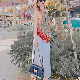 Quần ống rộng cúc khóa chun lưng vải đũi siêu mát kiểu nhật trắng đen be