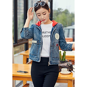 Áo Khoác Jean Nữ Phối Nón Titishop NT58 - Xanh (Size