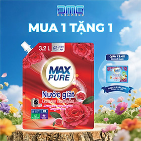 MUA 1 TẶNG 1: Túi nước giặt Maxpure Hương Hoa Hồng Bulgaria 3,2L TẶNG Dây 10 Gói Nước Xả Hương Thư Thái