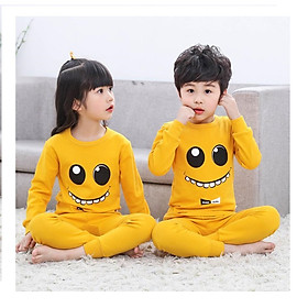 Sét bộ quần áo thu đông cho bé trai và bé gái in hình mặt cười ngộ nghĩnh dễ thương