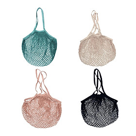 4x Grocery Shopping Net Bag Washable Market Pouch Simple to Use Durable Accs Folding Cotton Mesh Grocery Bag for Vegetable Hiking Beach Fruits