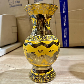 Bình bông sứ màu vàng 3D cao cấp 5 cỡ, bình cắm hoa