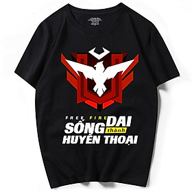 Áo Free Fire cổ tròn màu đen Rank Huyền Thoại Cực Chất