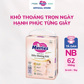 Tã dán Merries First Premium sơ sinh 62 miếng