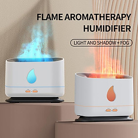 Air Humidifier with Flame Night Light Quiet 200ml Water Tank Aroma Diffuser