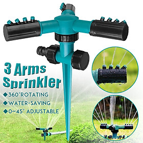 Garden Sprinkler 360°Rotating Adjustable 3 Arms Lawn Gardening Watering System