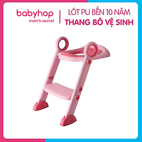 Thang bô vệ sinh có nắp lót thu nhỏ bồn cầu Babyhop cho bé trai và bé gái có tay vịn, gấp dựng cất gọn