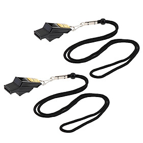 2Set Sports Referee Coaches Whistle, Finger Grip Pealess Whistle with Lanyard - Great Survival Tool for Emergency Camping, Hiking, Boating, Lifeguard