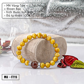 Vòng tay phongg thủy Mắt hổ vàng tâm 8mm + Thạch Anh Tóc nâu do Anqlo tác chế