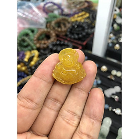 Mặt dây chuyền phật Di Lặc đá thạch anh tóc vàng