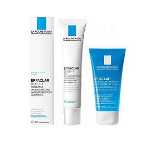 Combo Kem Dưỡng Giảm Mụn, Ngừa Vết Thâm, Se Nhỏ Lỗ Chân Lông La Roche-Posay Effaclar Duo+ M694050 (40ml) + Gel Rửa Mặt Dành Cho Da Dầu Nhạy Cảm La Roche-Posay Effaclar Purifying Foaming Gel 100771312 (50ml)