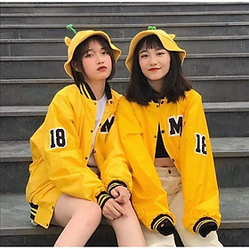 Áo Khoác Dù Hai Lớp Unisex, Áo Khoác Bomber MC Form Rộng 2 Màu Vàng Đen Nam Nữ Ulzzang, Labibi