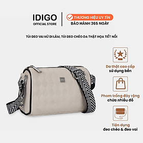 Túi đeo vai đi làm, túi đeo chéo nữ phom mềm, họa tiết nổi da bò thật IDIGO FB1 - 5062