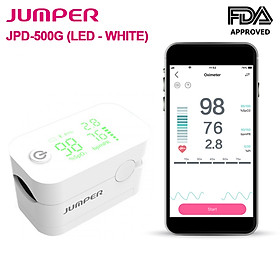 Máy đo nồng độ oxy máu SpO2, PR, PI Jumper JPD-500G (FDA Hoa Kỳ + xuất USA), Kết nối Bluetooth APP mobile, màn hình LED - Phiên bản màu Trắng